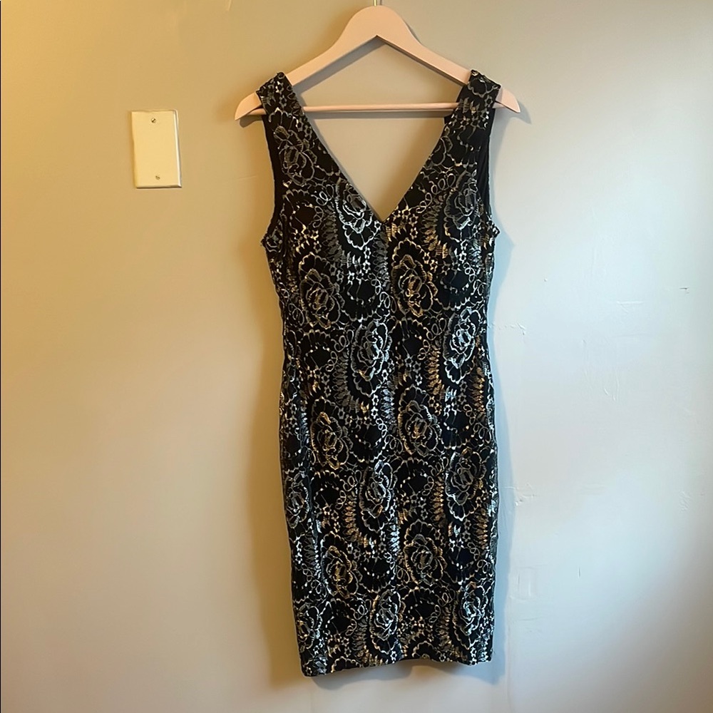 Guess Black Sleeveless V-Neck Bodycon Midi Dress